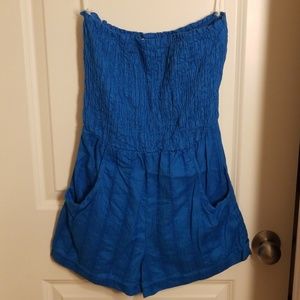 Strapless shorts romper